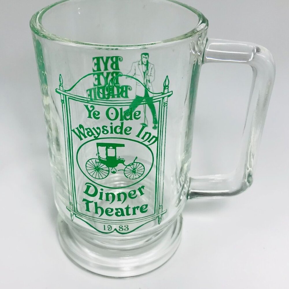 Ye Olde Wayside Inn Dinner Theatre Bye Bye Birdie 1983 Vintage Beer Glass 5.5"